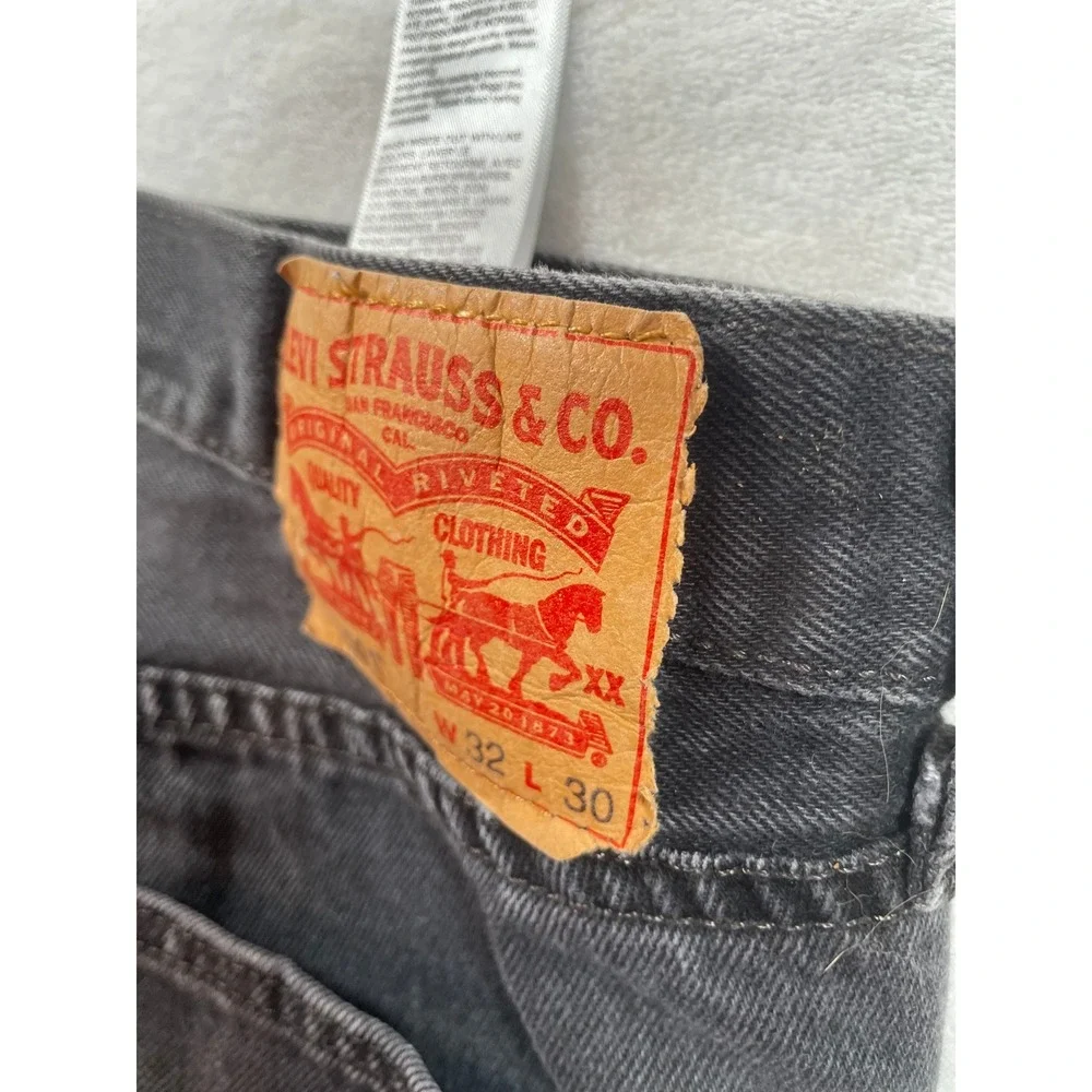 Levis 501 Original Fit Mens‎ Black Straight Leg Button Fly Denim Jeans 32x30